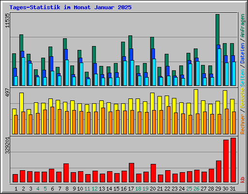 Tages-Statistik im Monat Januar 2025